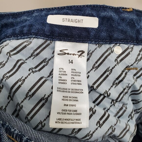 Seven7 90's Straight Jean Woman's‎ Dark Wash High Rise Relaxed Denim NWT Plus 14 - Picture 3 of 8